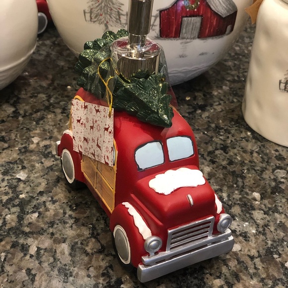 Vintage Red Truck with Tree Soap Dispenser - Picture 3 of 4